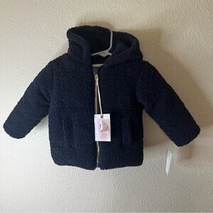 Jessica Simpson navy blue sherpa zipper puffer jacket NEW Baby 12M